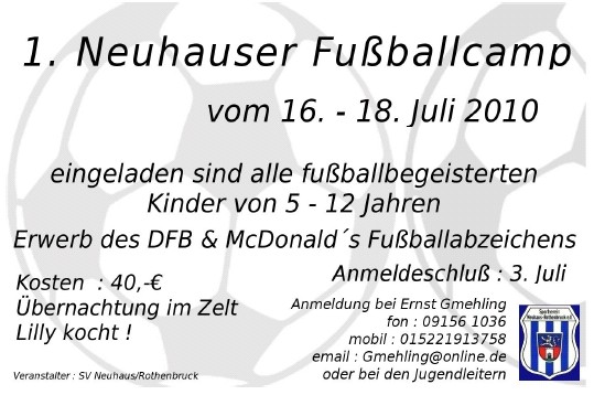 Plakat des 1. Neuhauser Fußballcamps