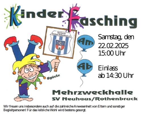 Plakat zum Kinderfasching 2025